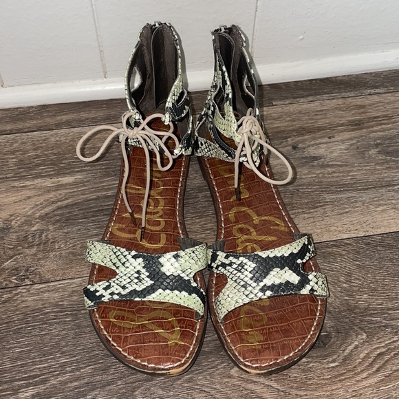 Sam Edelman Gwenna Snake Skin Lace Up Sandals 8 M - Picture 3 of 7